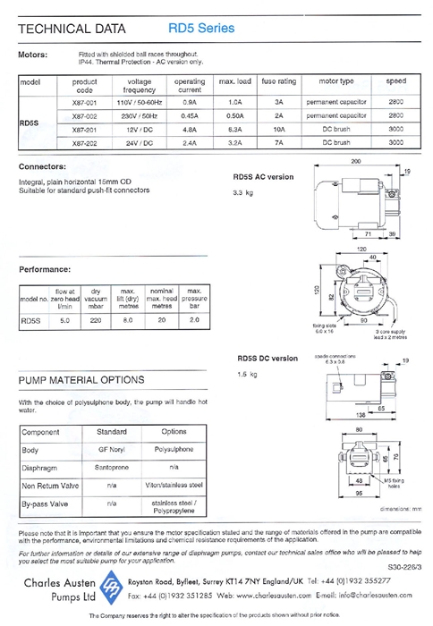 다이아프램- 액체펌프 RD5